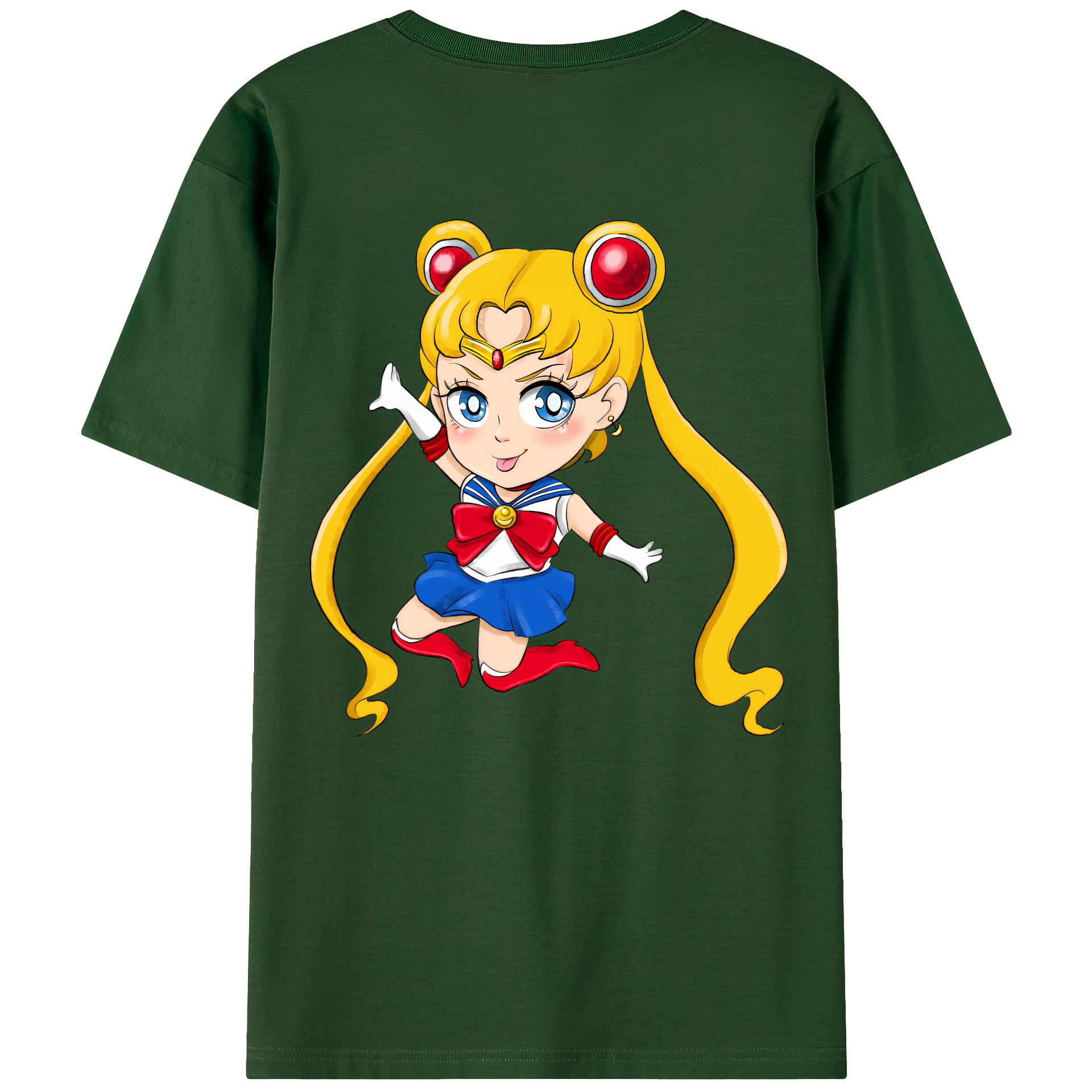 （画像用） 美少女戦士セーラームーン 月野 うさぎ つきの うさぎ Sailor Moon Tsukino Usagi 綿100％半袖Tシャツ（背面プリント）